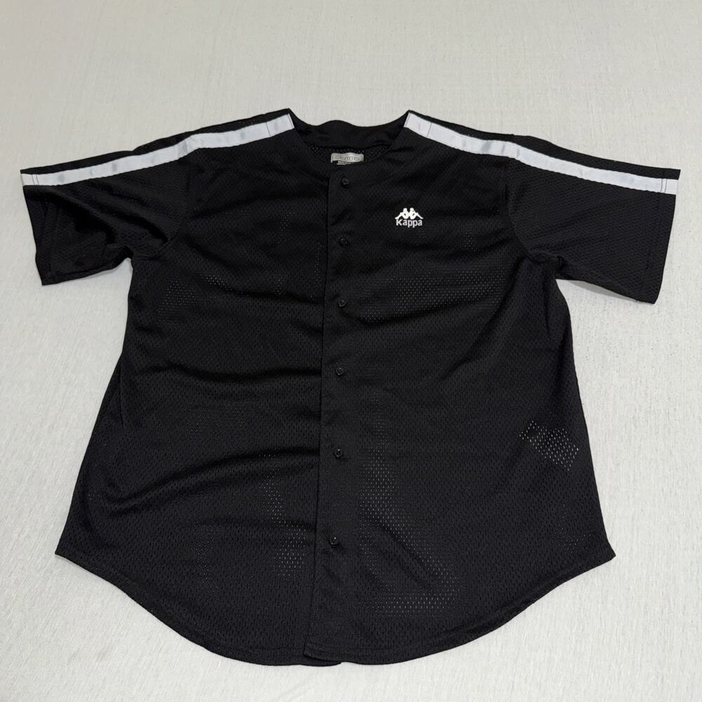 Kappa Authentic Tiago Button Front Jersey Shirt Short Sleeves Men's Size M Black